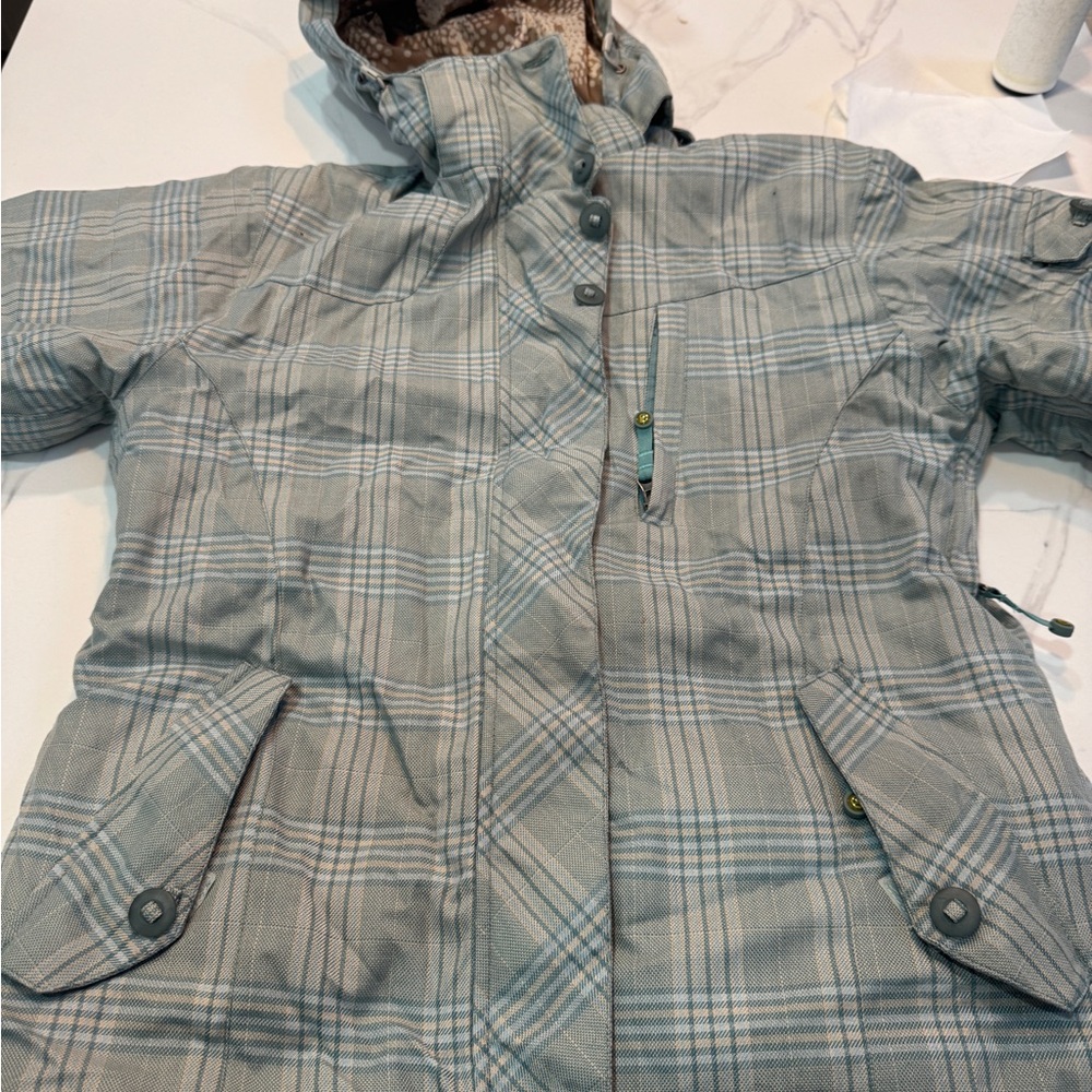 Plaid Hooded Ski Jacket